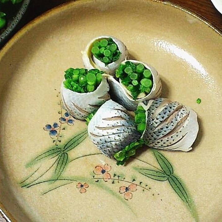 【釣り魚料理】菜の花のコノシロ巻き